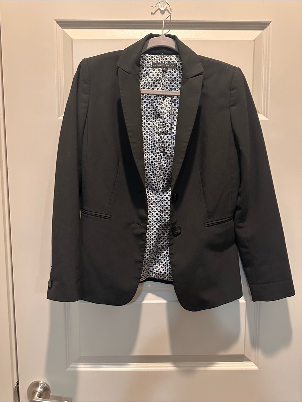 ANTONIO MELANI Black Tailored Women's Blazer with Printed Lining